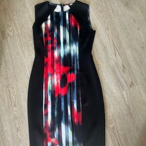 Elegant Black and Red Patterned Dress